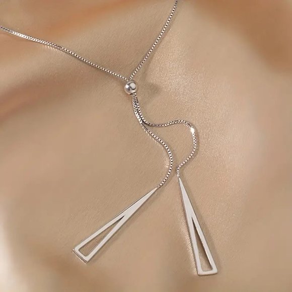Necklace Geometric Adjustable Pull Minimalist Triangular Simple Stylish Trendy - Picture 4 of 6